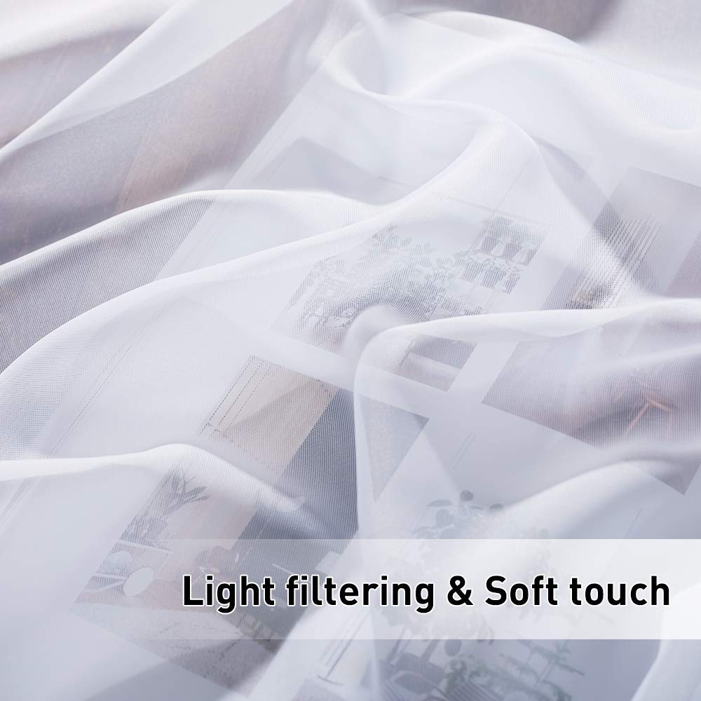 RYB HOME Sheer Outdoor Curtains - Detachable Sticky Tab Top Waterproof White Sheer Curtains for Patio Gazebo Porch Pool Case Indoor Outdoor Decor, 1 Gift Rope, 54 x 120 inch Long RYB HOME