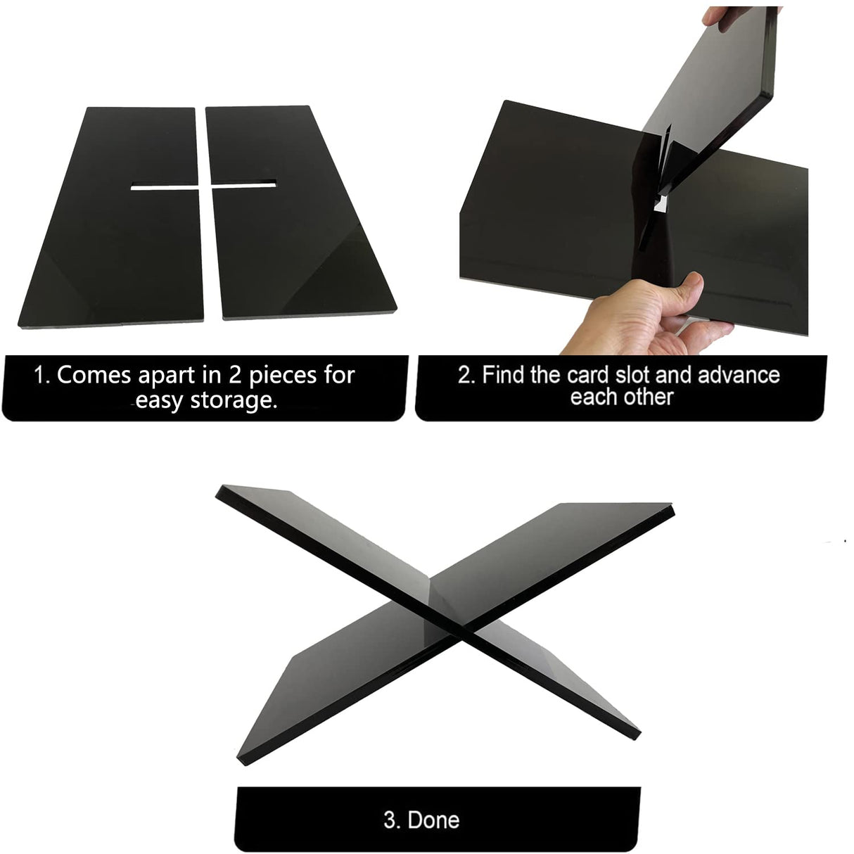 Hopysgiien Black Book Stand - Acrylic Open/Closed Book Display Stand for Bibles, Cookbooks, Magazines, Textbooks, Recipe Holders & Picture Display Hopysgiien