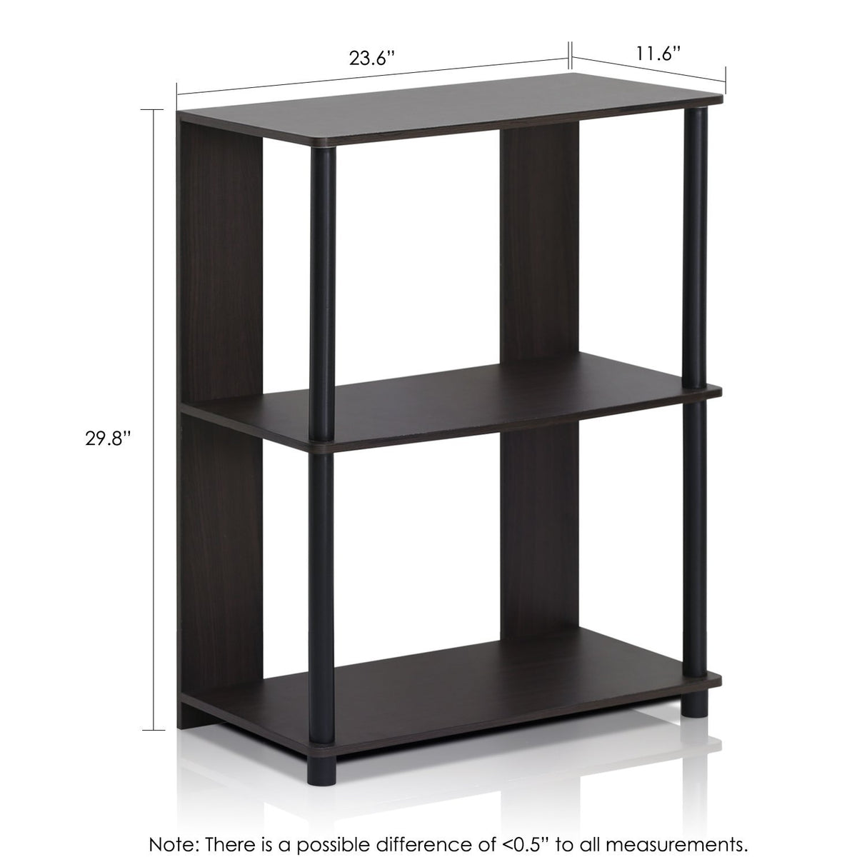 Furinno JAYA 3-Tier Walnut Bookcase with Simple Design Furinno
