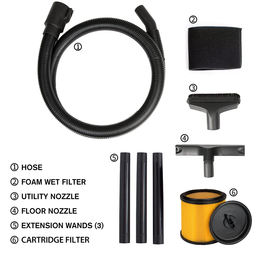 Vacmaster 3 Peak HP 5 Gallon Shop Vacuum Powerful Suction Wet Dry Vacuum Cleaner with Blower Function 1-1/4 inch Hose 10ft Power Cord Vacmaster