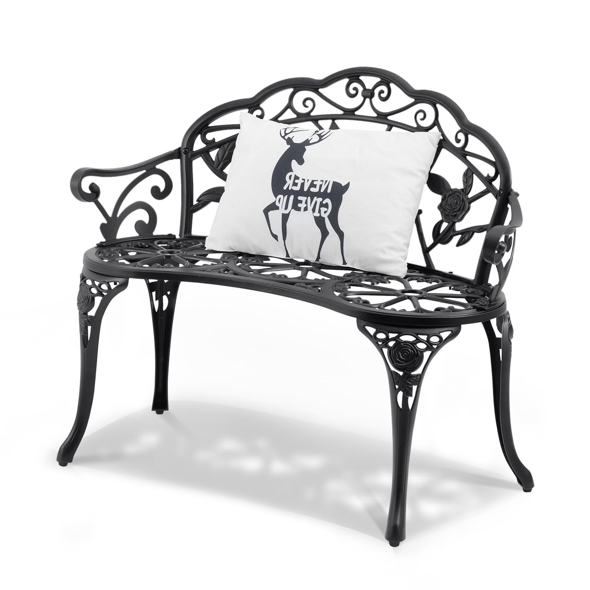 VEVOR Outdoor Bench, 480 lbs Load Capacity Bench, 38.8 inches Metal Garden Bench for Outdoors,Outdoor Garden Park Bench with Backrest and Armrests, Patio Bench for Garden, Park, Yard, Front Porch VEVOR