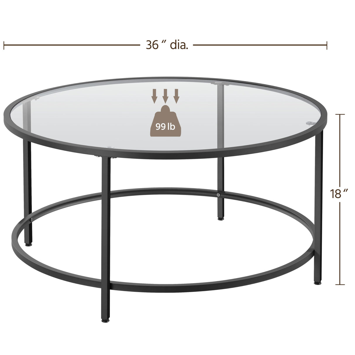 Yaheetech 36" Round Glass Coffee Table, Black Circle Coffee Table Center Table with Glass Top, Small Coffee Table for Living Room, Office & Apartment Yaheetech