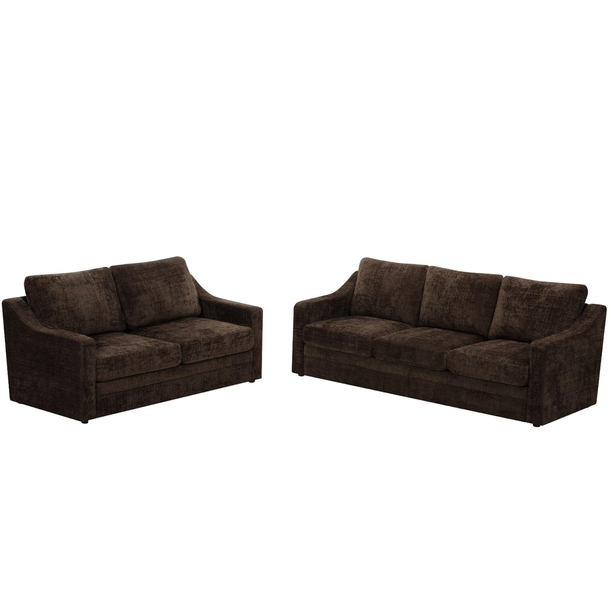 ACMEASE 2 Pieces Chenille Sofa Sets w/Comfortable Back Cushions, Modern Loveseat & Sofa w/Deep Seat Space, Upholstered 2 Seat & 3 Seats Couch Sets w/High Resiliency Foam for Living Room, Office Brown ACMEASE