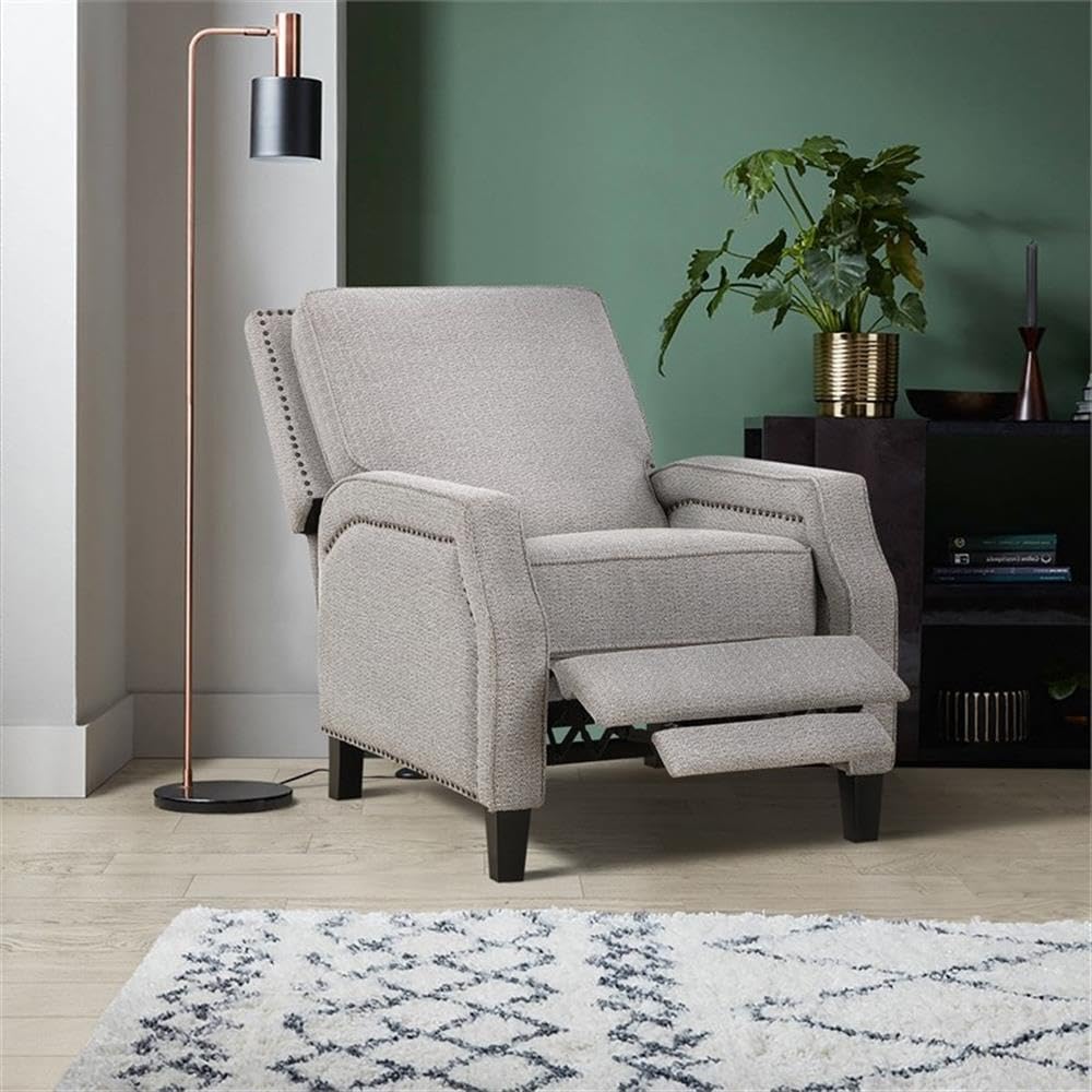 Lexicon Berenson Fabric Upholstered Push Back Recliner in Coconut Color Lexicon