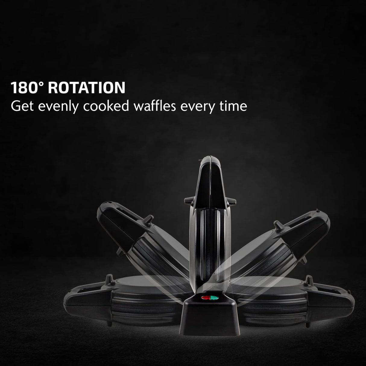 OVENTE Belgian Waffle Maker with Non-Stick Plates, 180° Rotating Function and Cool Touch Handle for Easy Single Flip, Perfect for Cooking 7” Classic Waffles for Breakfast or Snacks, Black WMF1440BR OVENTE