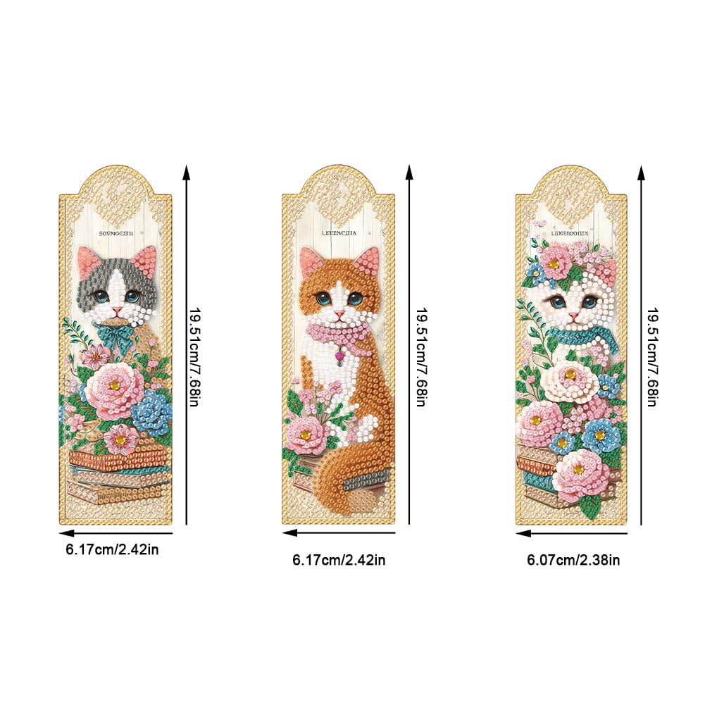 3Pcs 5D Diamond Art Bookmarks for Book Lovers, Handmade DIY Diamond Painting Bookmarks with Tassels for Graduation Birthday JBTM24