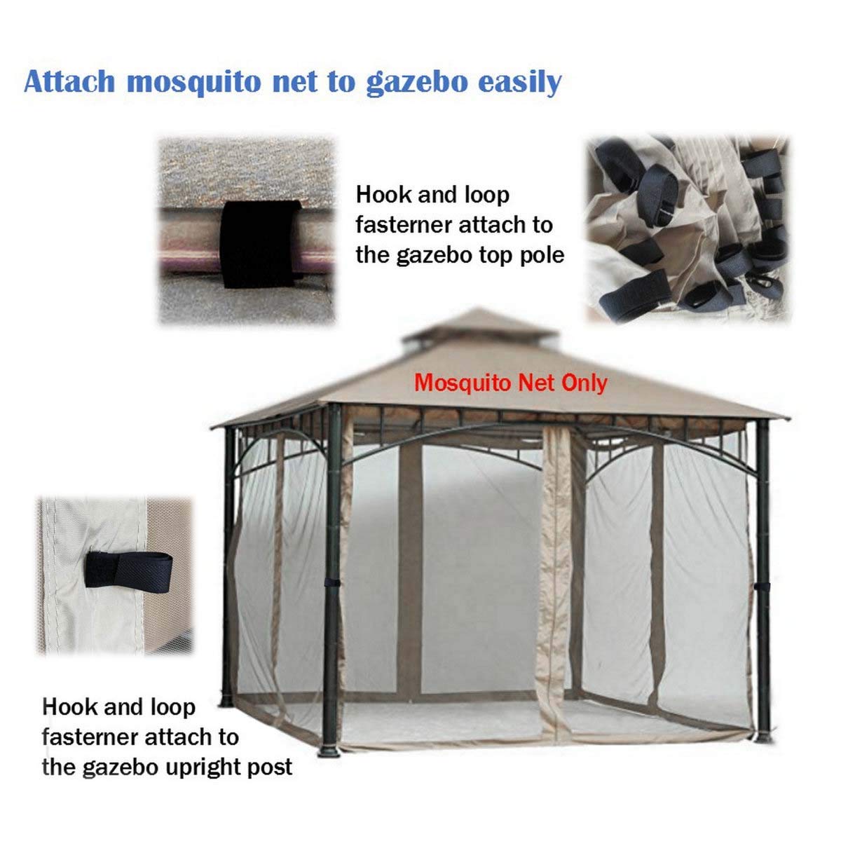 Westcharm 10x10 Gazebo Universal Replacement Mosquito Netting Screen Walls, Set of 4 Panels (Gazebo Mosquito Net Only) Westcharm