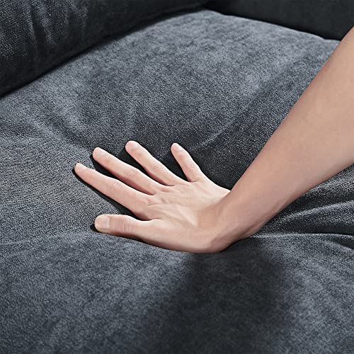 Eafurn Feather Filled Oversized Convertible Modular Sectional Sofa with Movable Ottoman, L Shaped Deep Seat Reversible Sleeper Corner Couch with Waist Pillows for Living Room Furniture Sets Eafurn