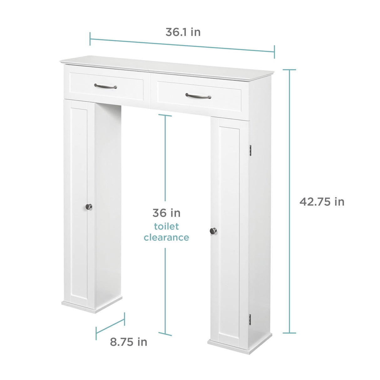 Zenna Home Over The Toilet Storage Cabinet with Shelves, White – Bathroom Organizer with Adjustable Shelving, Fits Above Toilet – Space-Saving Over Toilet Storage with Doors, Premium Classic Design Zenna Home