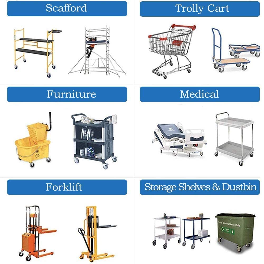 uyoyous 8 Inch Solid Caster Wheels Casters Heavy Duty Anti-Skid Polychloride Swivel Caster Wheels with 360 Degree Ball Bearing Castors Top Plate with Brake 2 Fixed,1760 lbs Capacity uyoyous