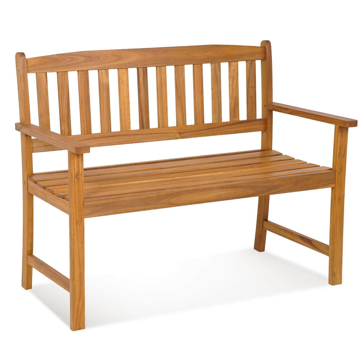 Tangkula 2-Person Outdoor Acacia Wood Garden Bench with Backrest and Armrests Tangkula