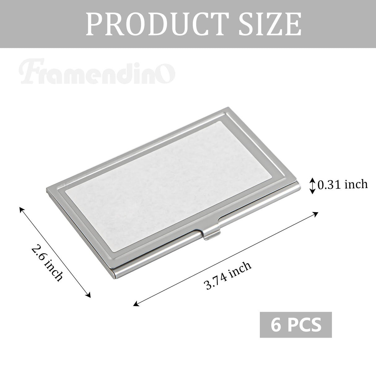 Framendino, 6 Pack Sublimation Blank Business Card Holder Metal Heat Transfer Card Case Pocket for Business Framendino