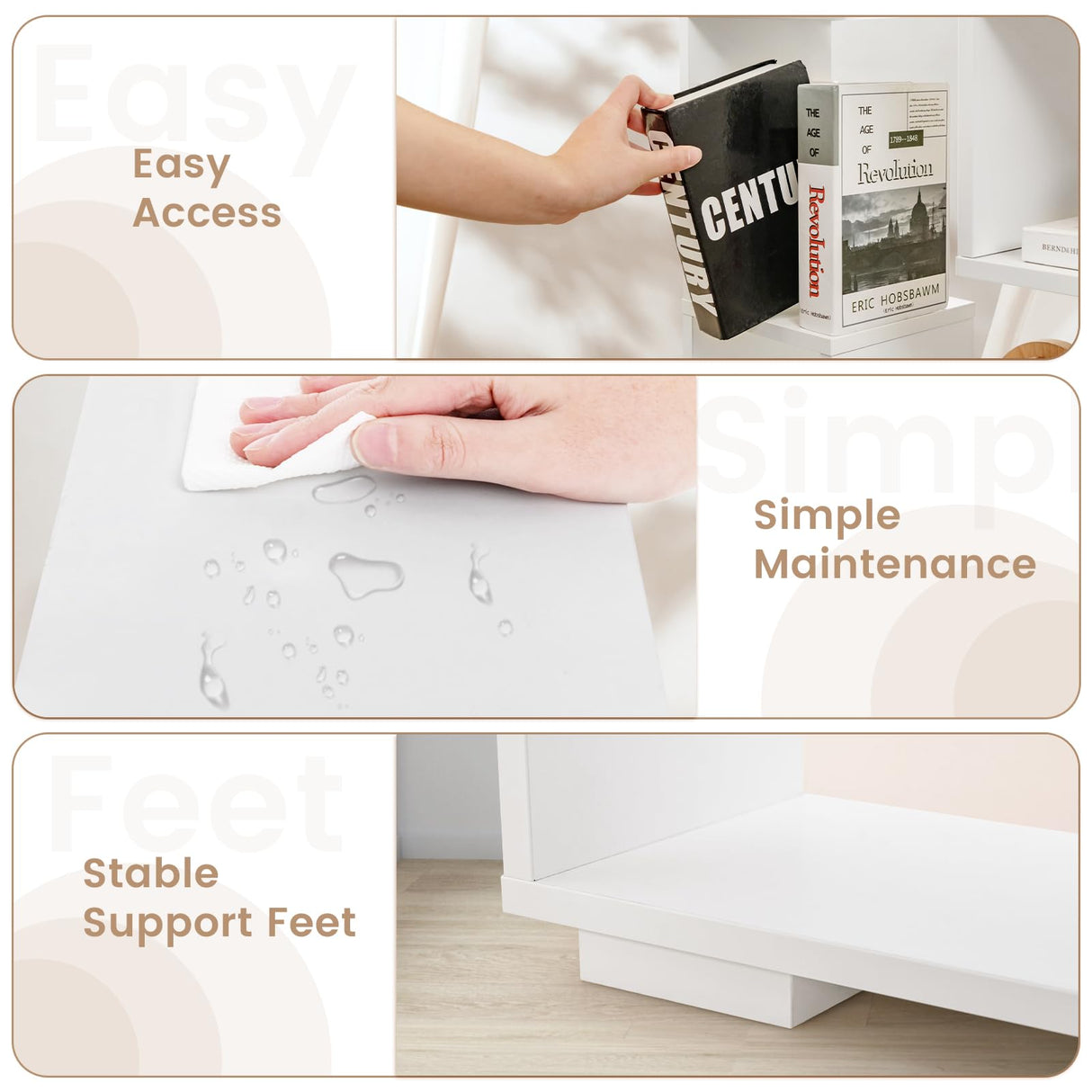 Giantex 47-Inch Bookshelf, Modern Wooden Geometric Bookcase with Open Shelves, Anti-Tipping Kits, Wood Book Case Shelf, Open Cube Storage Organizer Display Rack for Living Room Giantex