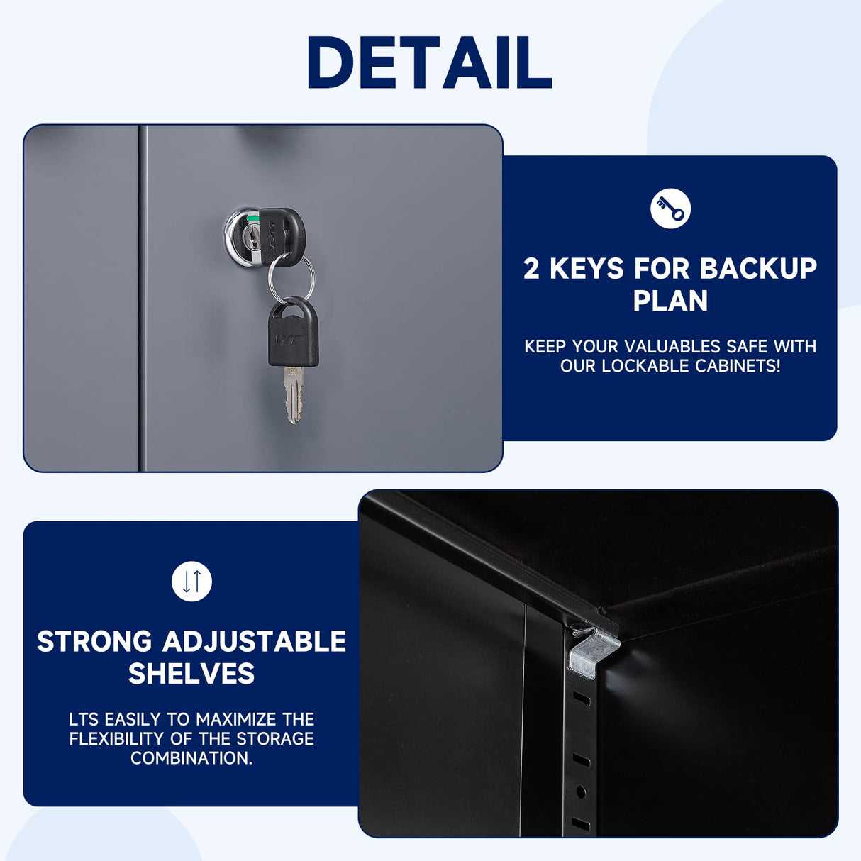 Yizosh Metal Storage Locking Cabinet with 4 Doors and 2 Adjustable Shelves,71" Lockable Garage Tall Steel Cabinet,for Home Office,Living Yizosh