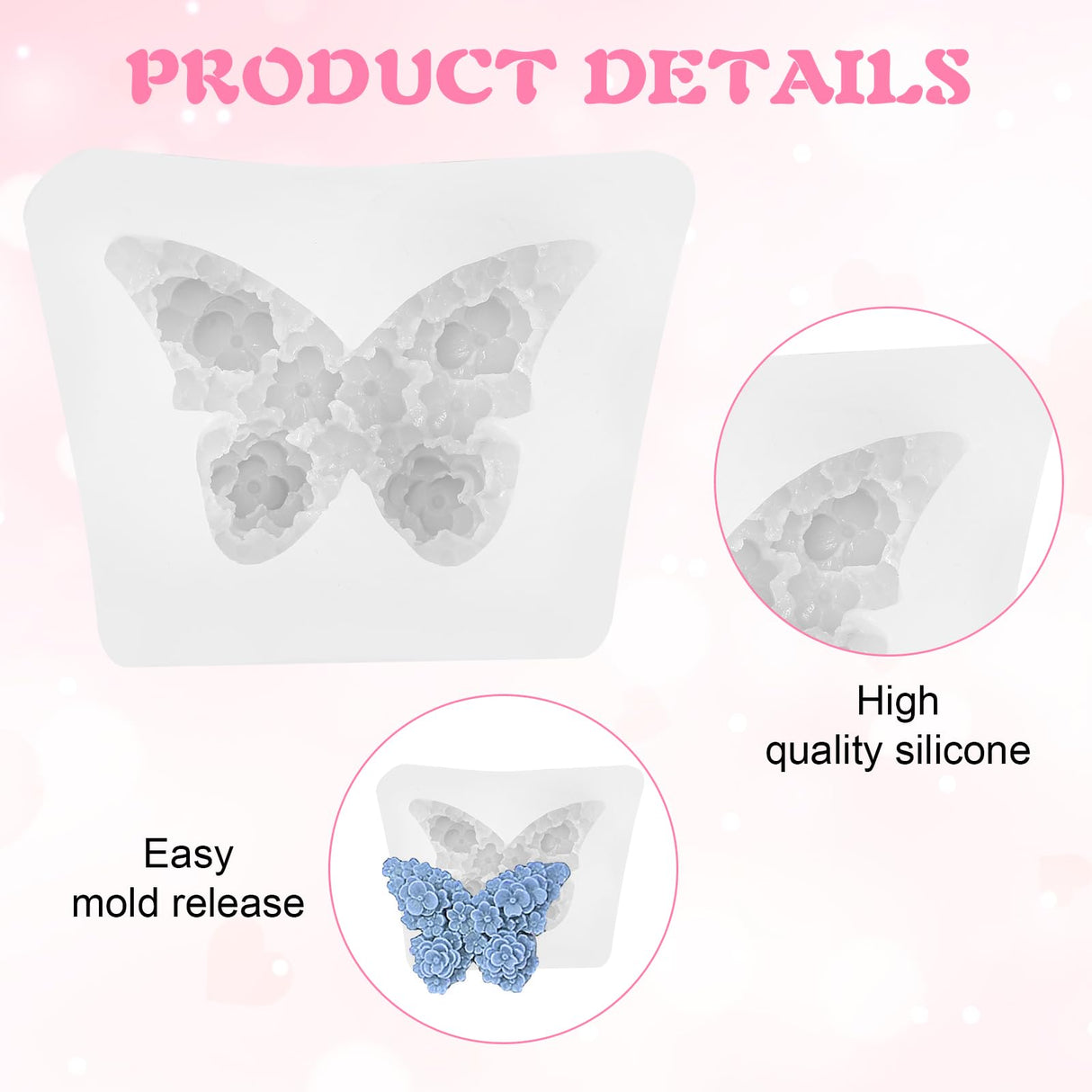 2Pcs Flower Butterfly Silicone Molds, Floral Butterfly Candle Molds Epoxy Resin Molds for Candle Making Clay Plaster Soap Mold Silicone Mold for DIY Scented Candles Polymer Clay Craft Plaster AHQiZFX