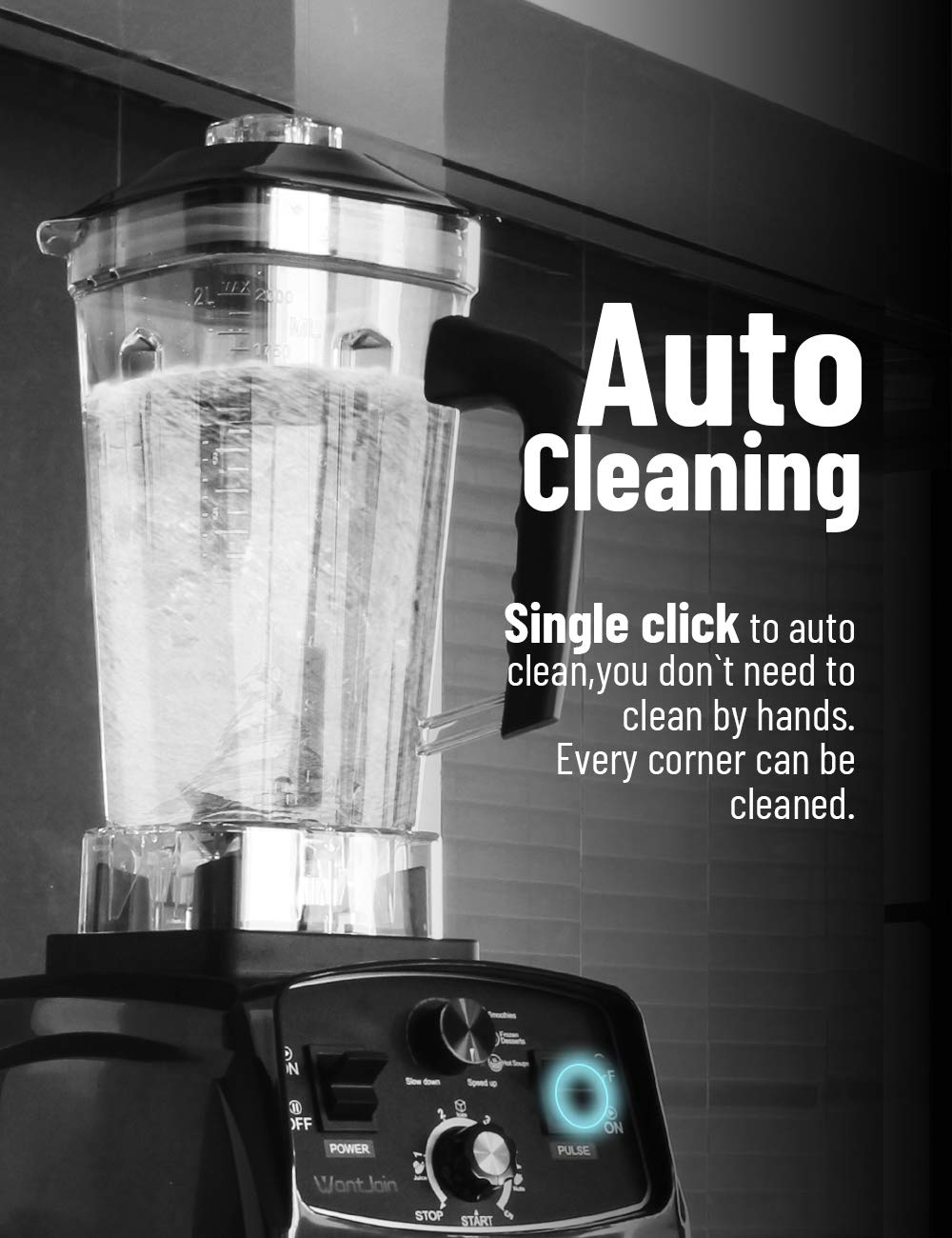 WantJoin Professional Blender, Countertop Blender,Blender for kitchen Max 1800W High Power Home and Commercial Blender with Timer, Smoothie Maker 2200ml for Crushing Ice, Frozen Dessert, Soup,fish WantJoin