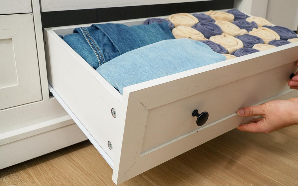 EnHomee 10 Drawer Dresser for Bedroom, 55" Wide Wood Dressers & Chest of Drawers Vintage Design TV Stand for Bedroom, Hallway, Antique White EnHomee