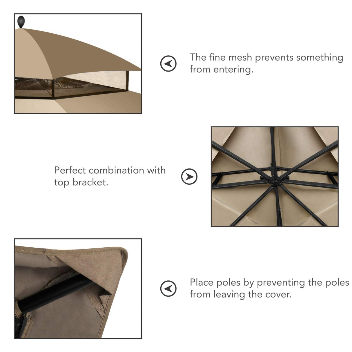 MASTERCANOPY Replacement Canopy Top for Lowe's Allen Roth 10x12 Gazebo #GF-12S004B-1 (Beige) MASTERCANOPY