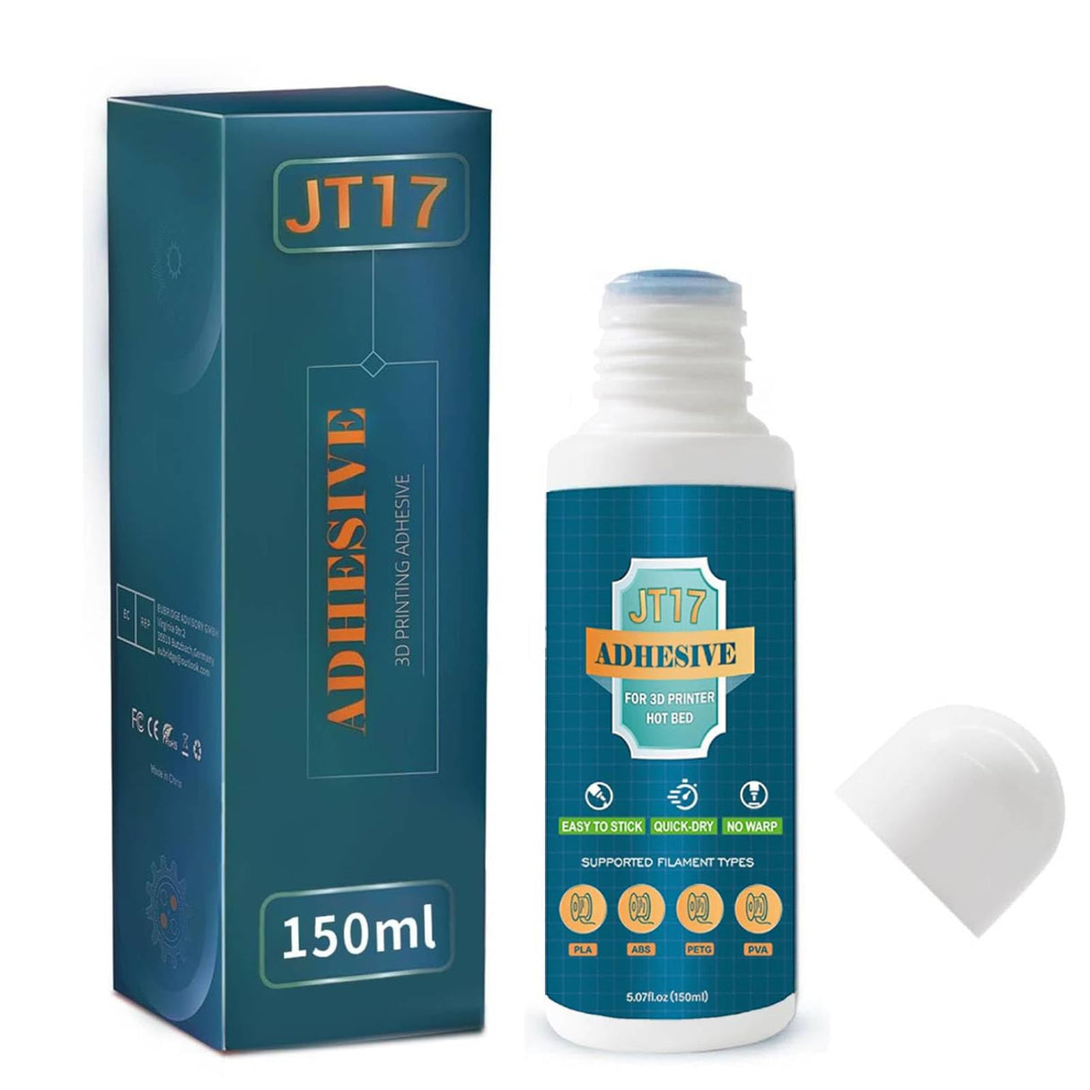 3D Printer Adhesive Glue,Reduces Warping for ABS, ASA, PLA,TPU, and PETG Filament on Heated Build Plates,150 ml,5.07 fl.oz GIANTARM