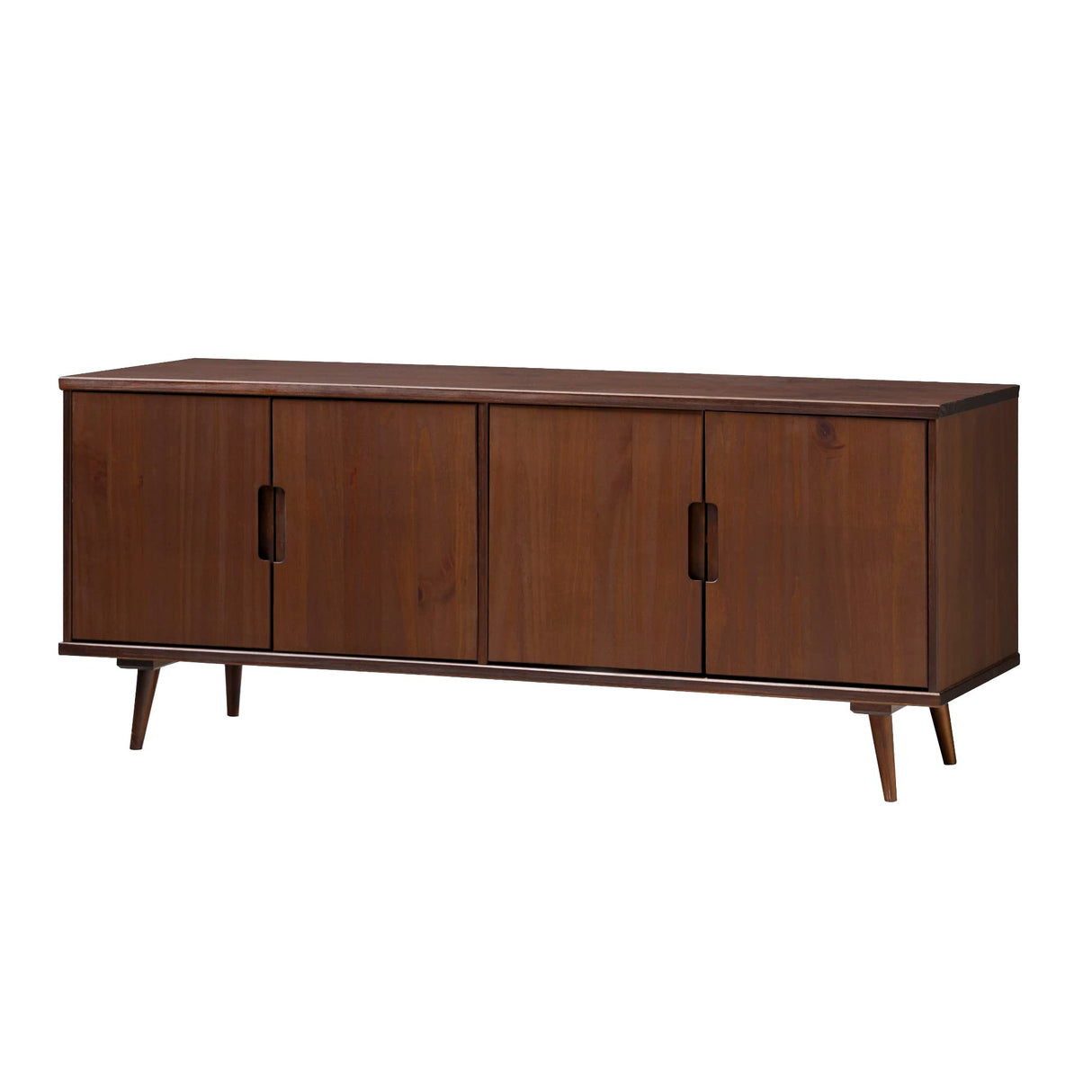 Walker Edison Genia Mid-Century Modern Solid Wood Stand for TVs up to 65 Inches, Walnut Walker Edison