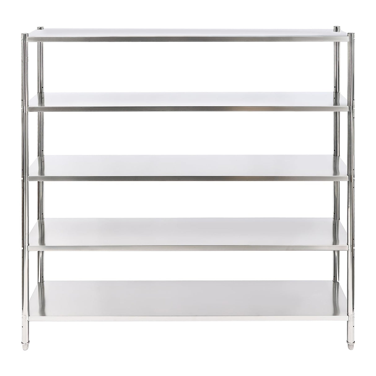 DYNAMI 5-Tier Stainless Steel Shelving, Adjustable Height Stainless Steel Storage Shelf Industrial Storage Rack,Load 330lb Per Shelf,for Kitchen Office Garage (5-Tier,70.2in W x 16.6in D x 70in H) DYNAMI
