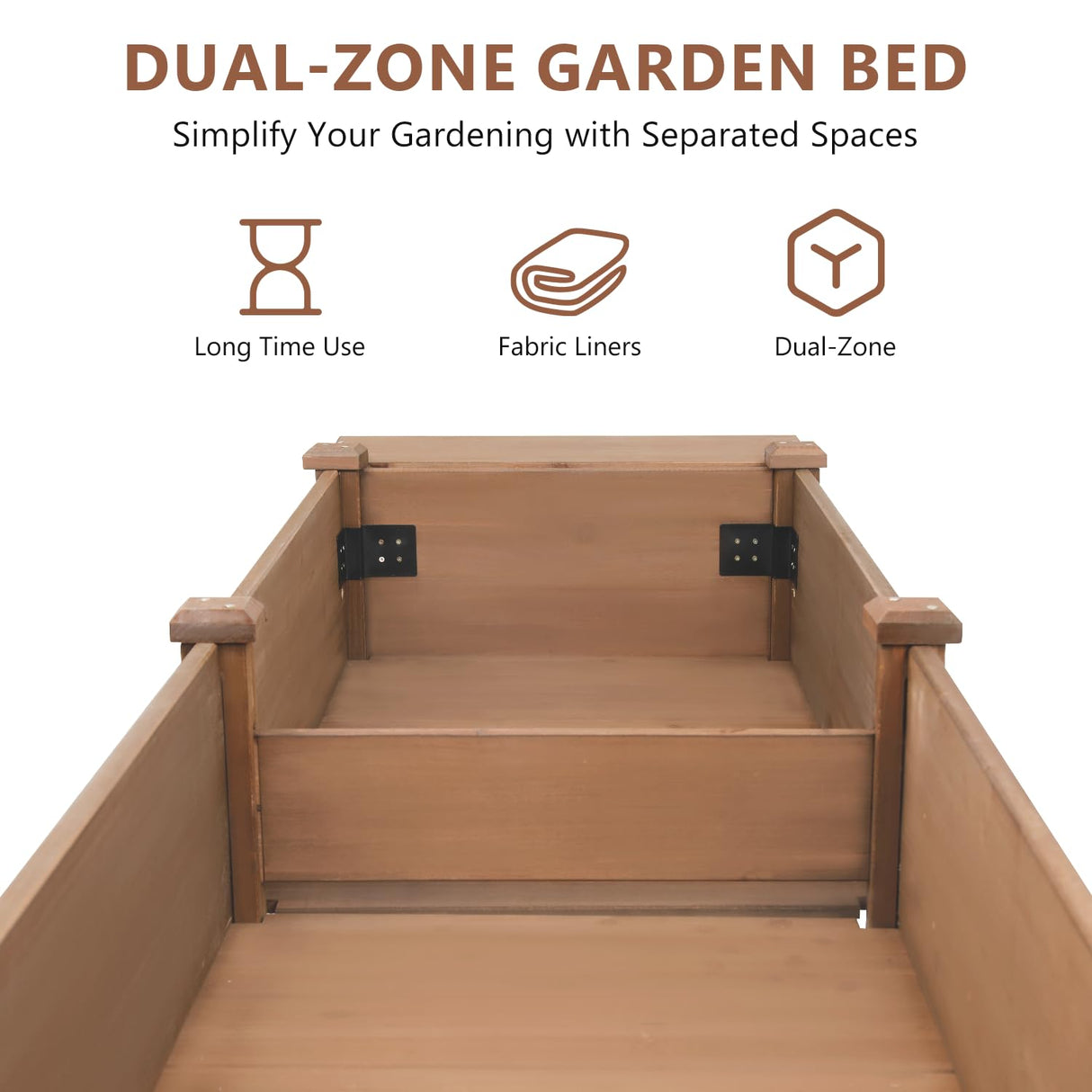 ketive Raised Garden Bed with Legs Outdoor,Elevated Garden Box,Storage Shelf, Protective Liner for Backyard,Patio,Balcony,80x23x30in (Brown) ketive