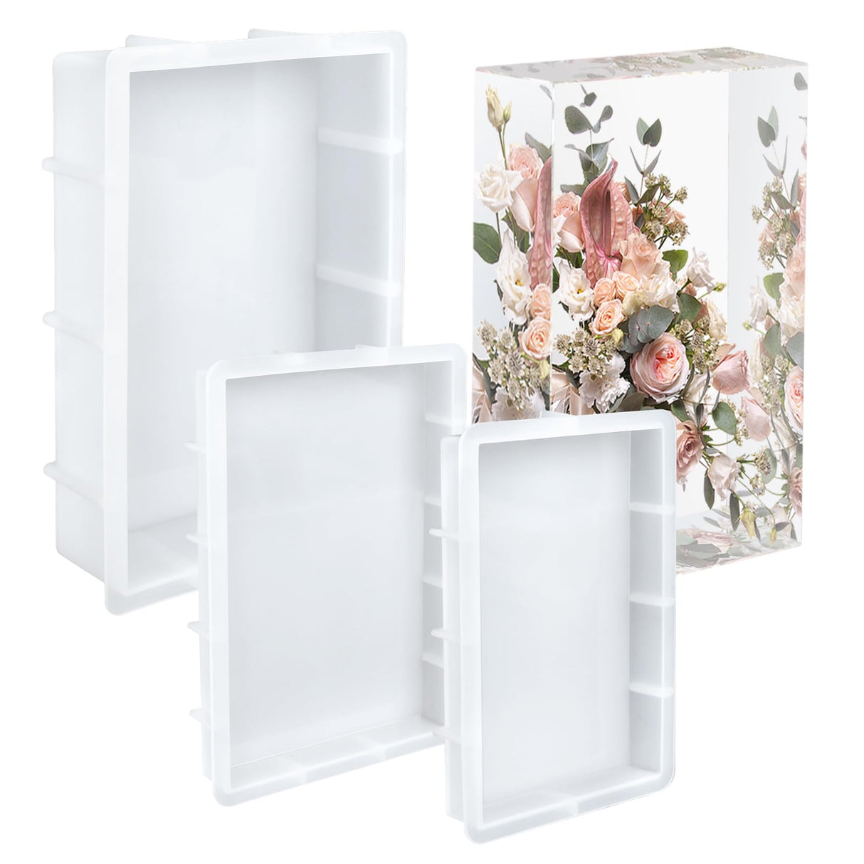 Large Rectangular Resin Molds, Epoxy Resin Casting Deep Silicone Mold, Large Molds for Flower Preservation, Deep Pour Molds for Furniture Decoration, DIY Wedding Bouquets, Valentine's Day Gifts KISREL