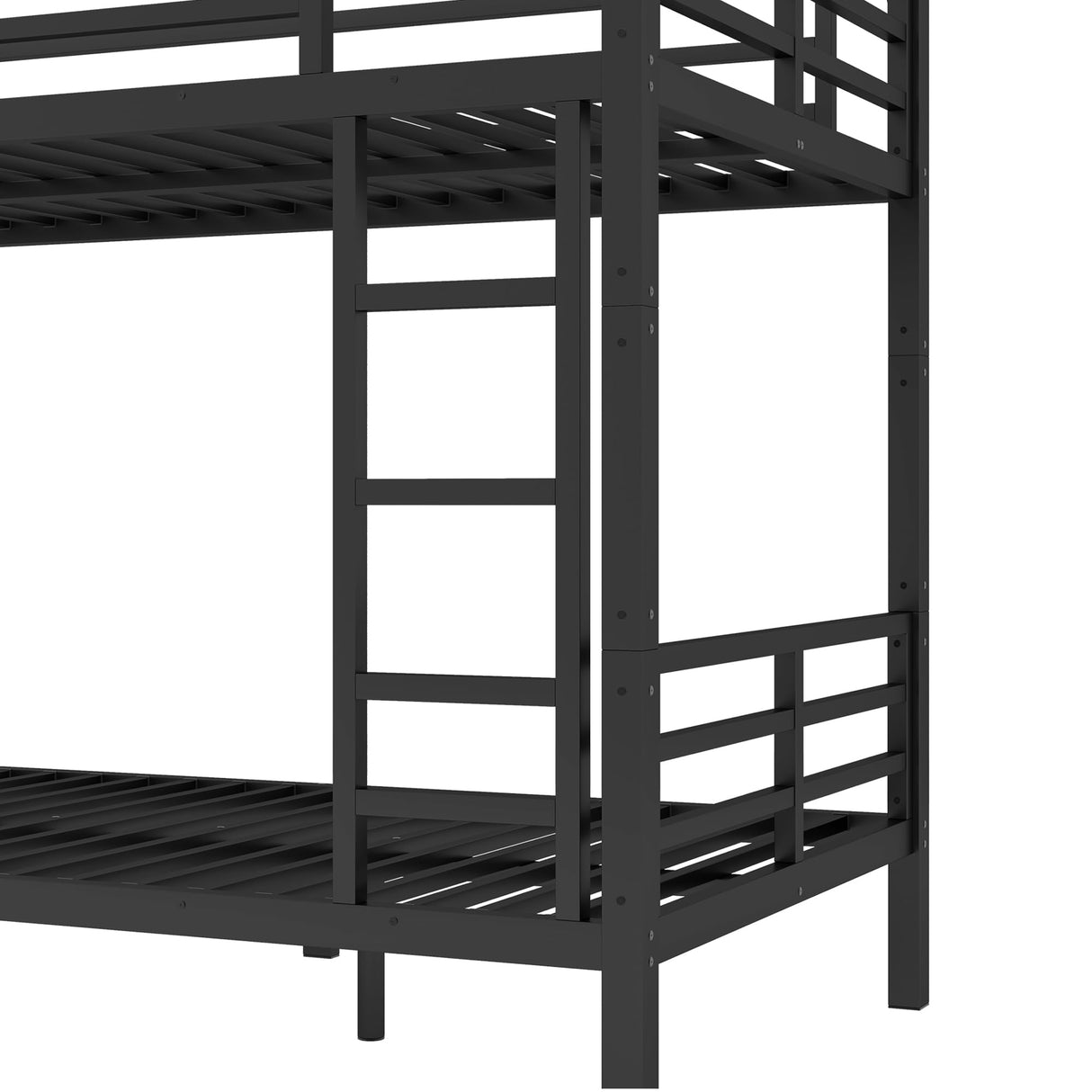 Bellemave Twin XL Over Twin XL Bunk Bed for Adults with Ladder & Full-Length Guardrails, Metal Heavy Duty Bunk Bed Frame with Sturdy Slats, Noise Free, No Box Spring Needed, Black Bellemave