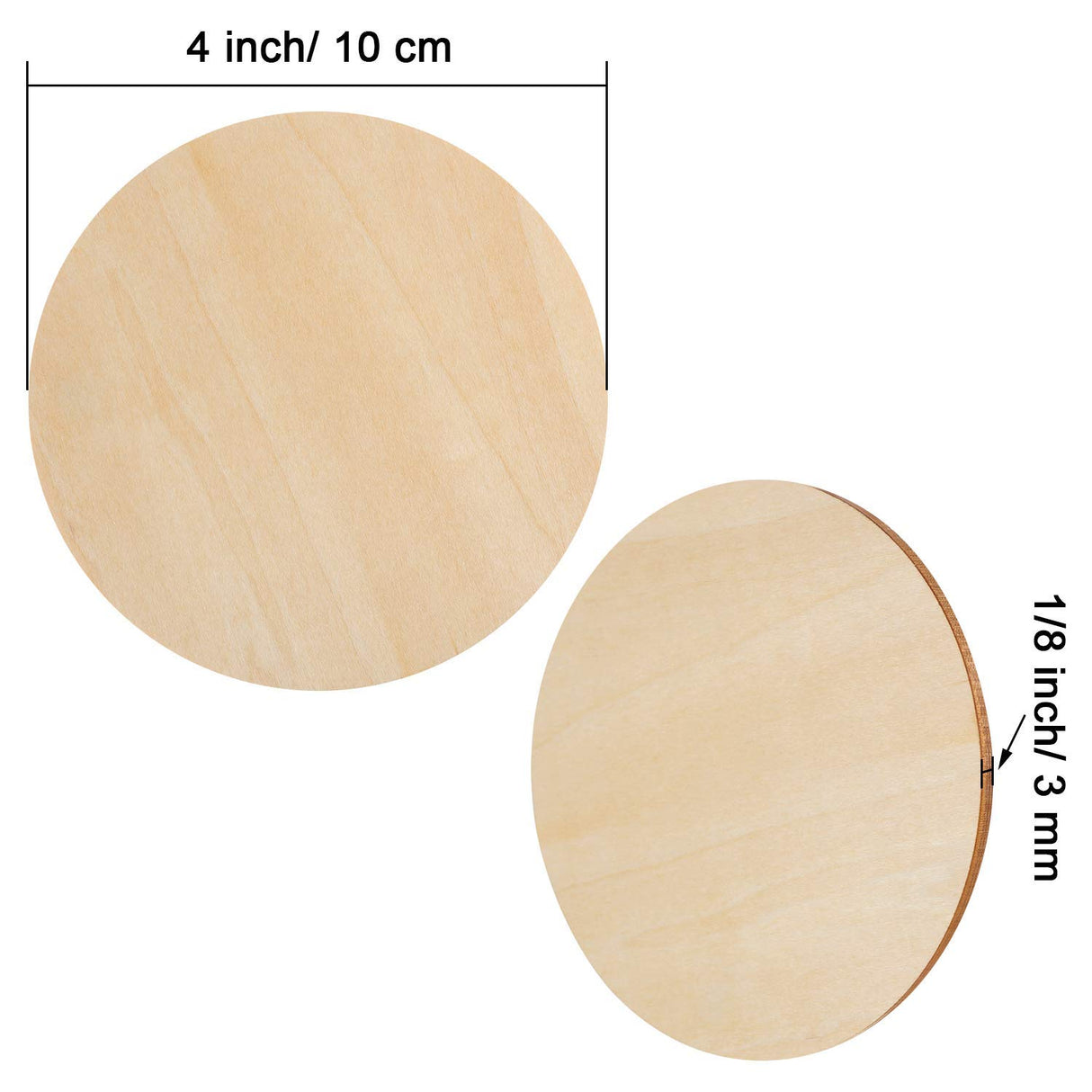30 Pieces 4" Inch Unfinished Round Wood Discs for Crafts Wooden Cutout Tiles Wood Circles Round Slices Painting and Christmas Decorations,Home Decoration,DIY Craft Coasters for Painting Writing Thiecoc