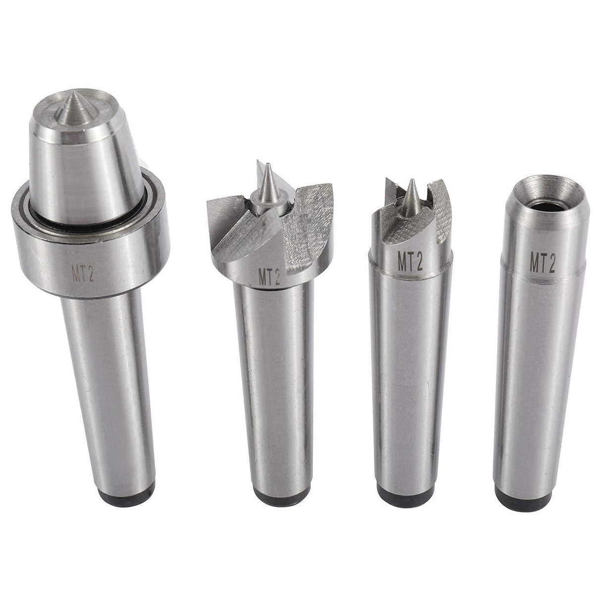 KUNTEC 4pcs MT2 Live Center Wood Lathe Drive Spur Cup Set #2 Morse Taper KUNTEC