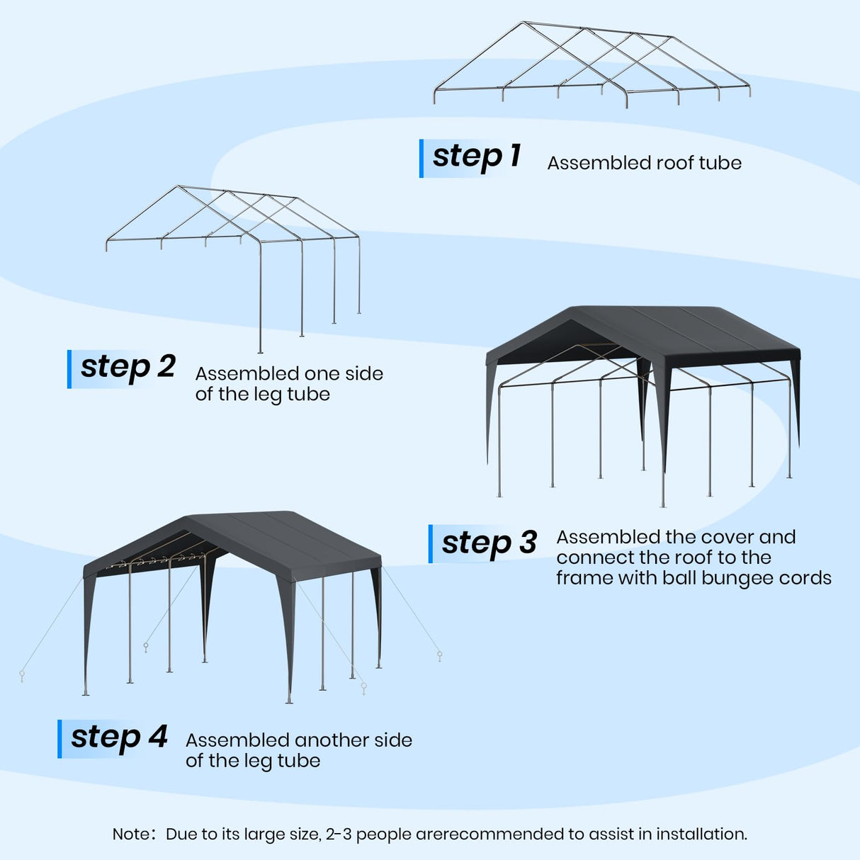Carport 10x20 Heavy Duty Portable Garage,Galvanized Frame Carport Canopy,Portable Garages and Shelters with 8 Leg&4 Wind Rope,Car Tent Garage with All-Season Tarp for Boat Truck Bike,Without Sidewall BUPPLEE