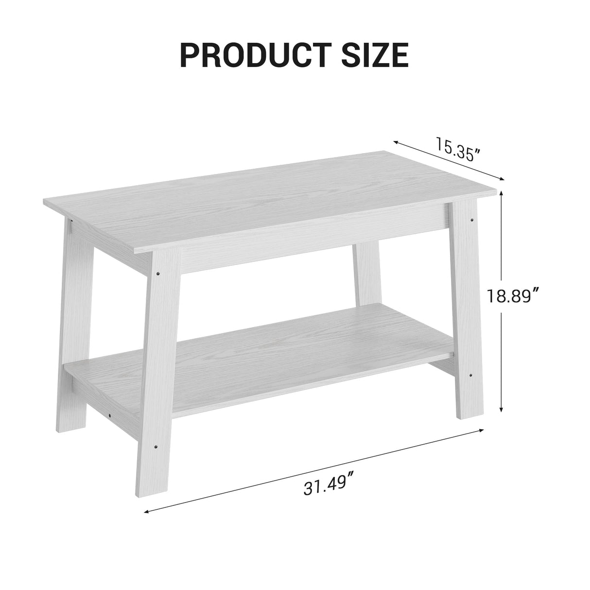 Coffee Table, 31.49'' Small Living Room Tables, 2-Tier Rustic Coffee Table for Living Room, Modern Farmhouse Style Rectangular Wood Table for Outdoors, Home Office, Bedroom, Apartment, White IDEALHOUSE