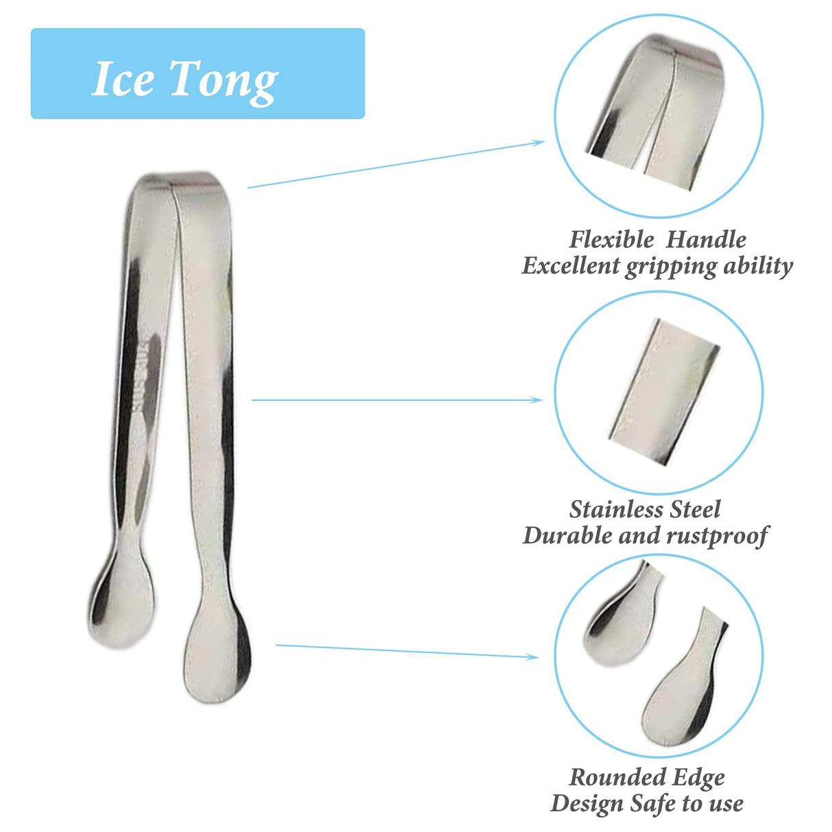 6PCS Ice Tongs Mini Sugar Tongs 4.25Inch Stainless Steel Small Serving Tongs, Small Kitchen Tiny Tongs for Appetizers,Tea Party, Coffee Bar, Desserts by Sunenlyst (Silver) Sunenlyst