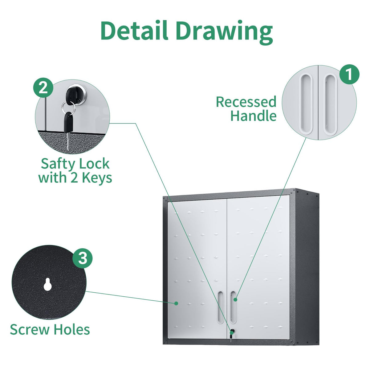 VIYET Metal Tool Cabinet,Garage Storage Cabinet System,Wall Cabinet & Locking Rolling Tool Cabinet with Doors and Adjustable Shelves,Steel Tool Cabinets for Home (10 Pcs-StyleA, Black & Grey) VIYET