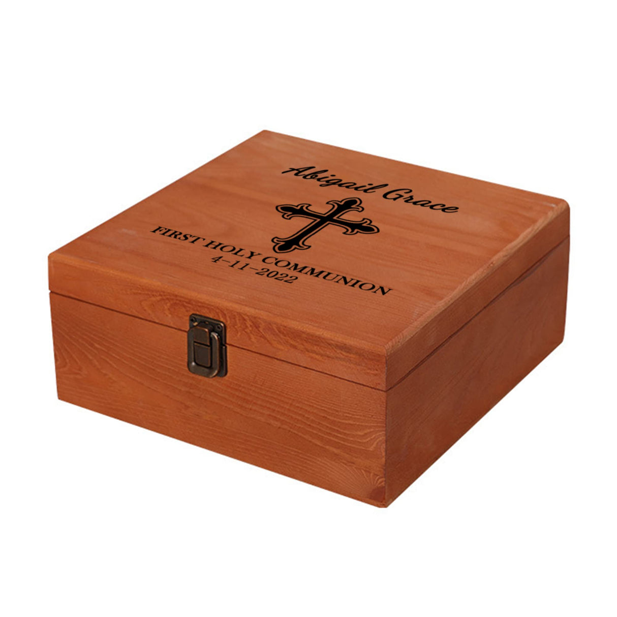 First Communion Gifts for Boys Girls Personalized 1st Holy Communion Keepsake Box Custom Name Date Cross First Holy Communion Box for Keepsakes Jewelry Generic