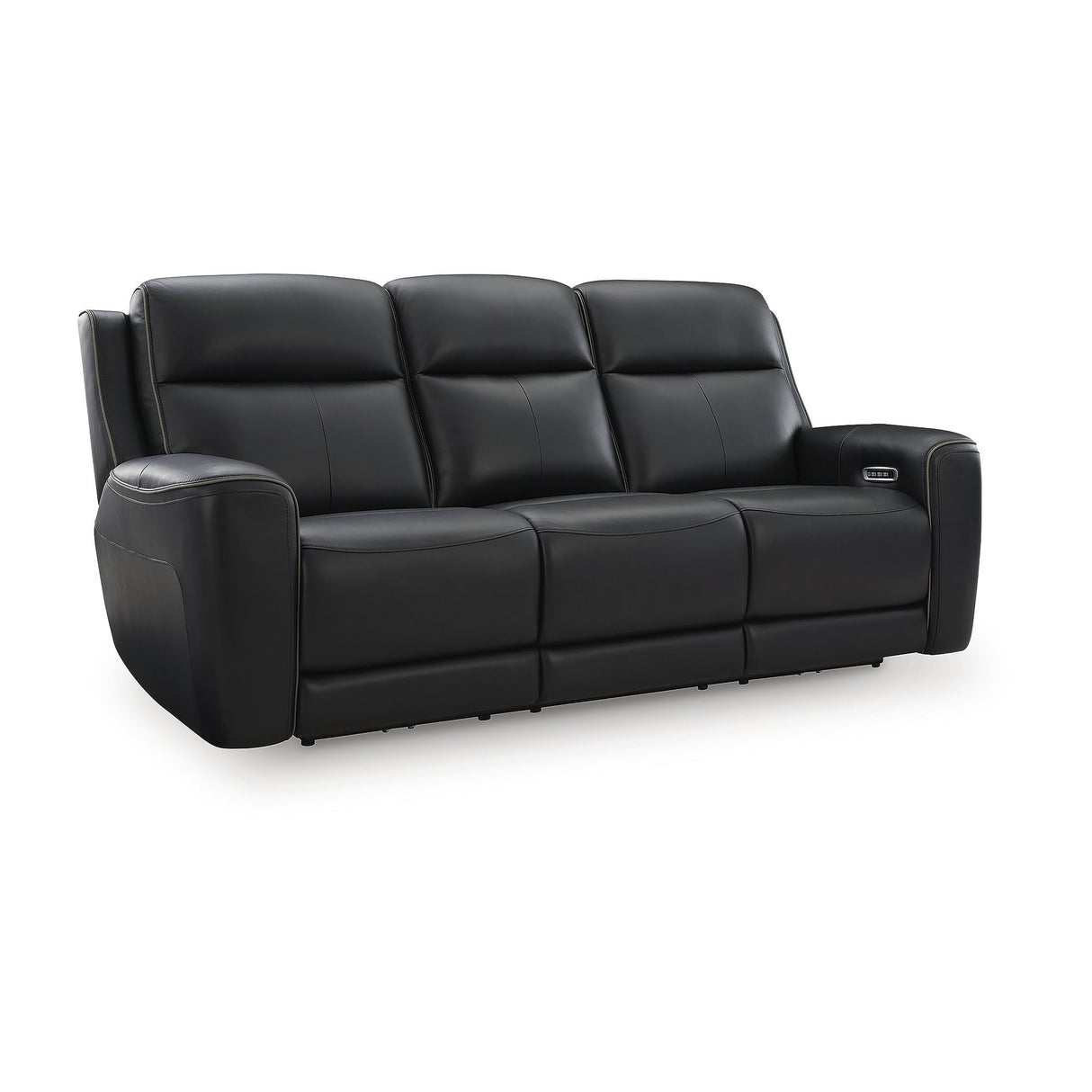 Signature Design by Ashley 5Z-Dreamlight Modern Leather Match Power Reclining Sofa with Drop Down Table, Massage System and Adjustable Headrest, Black Signature Design by Ashley