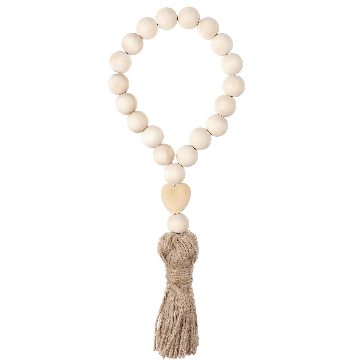 Garneck Wood Bead Garland,Farmhouse Tassels Beads, Rustic Country Decor Prayer Beads for Home Door Knob Christmas Decoration Garneck