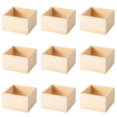 Xhqsulsclac 6 Pack 4.5X4.5X2.5 IN Unfinished Wood Box Storage - Small Wooden Boxs for Crafts, Home Decor, and Wooden Centerpieces for Tables (6)