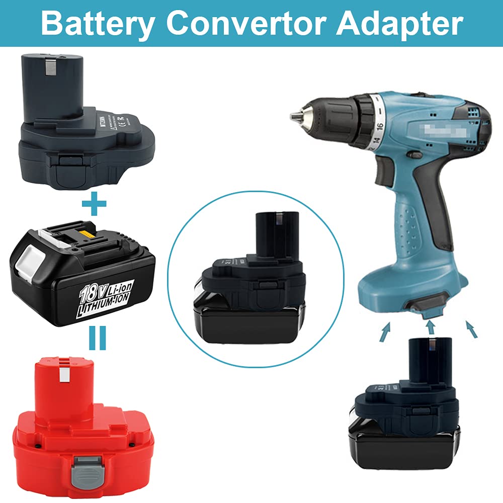 QINIZX Battery Adapter for Makita 18 Volt NiCad & NiMh Cordless Power Tools, Convert Makita BL1830B BL1850 BL1860 BL1840B 18V Lithium-Ion Battery to Makita 18V Ni-Cd/Ni-Mh Battery Converter QINIZX