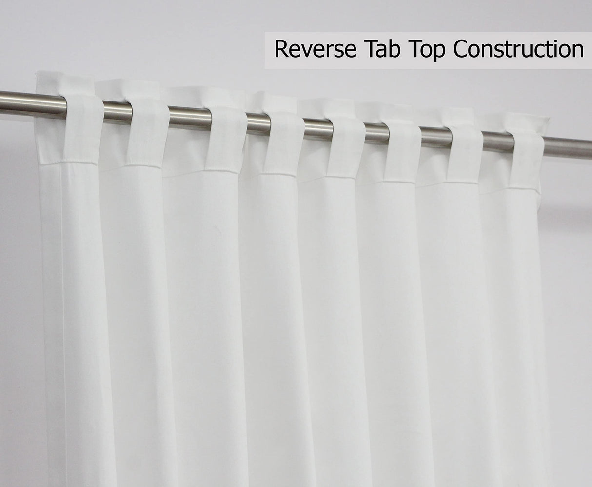 COTTON CRAFT White Curtain Window Panel Drapes - Set of 2 - Thick Cotton Duck Fabric Reverse Tab Top Window Treatment - Bonus Tie Backs - Clean Crisp Elegant Look - Bedroom Living Room - 50 W x 108 L COTTON CRAFT