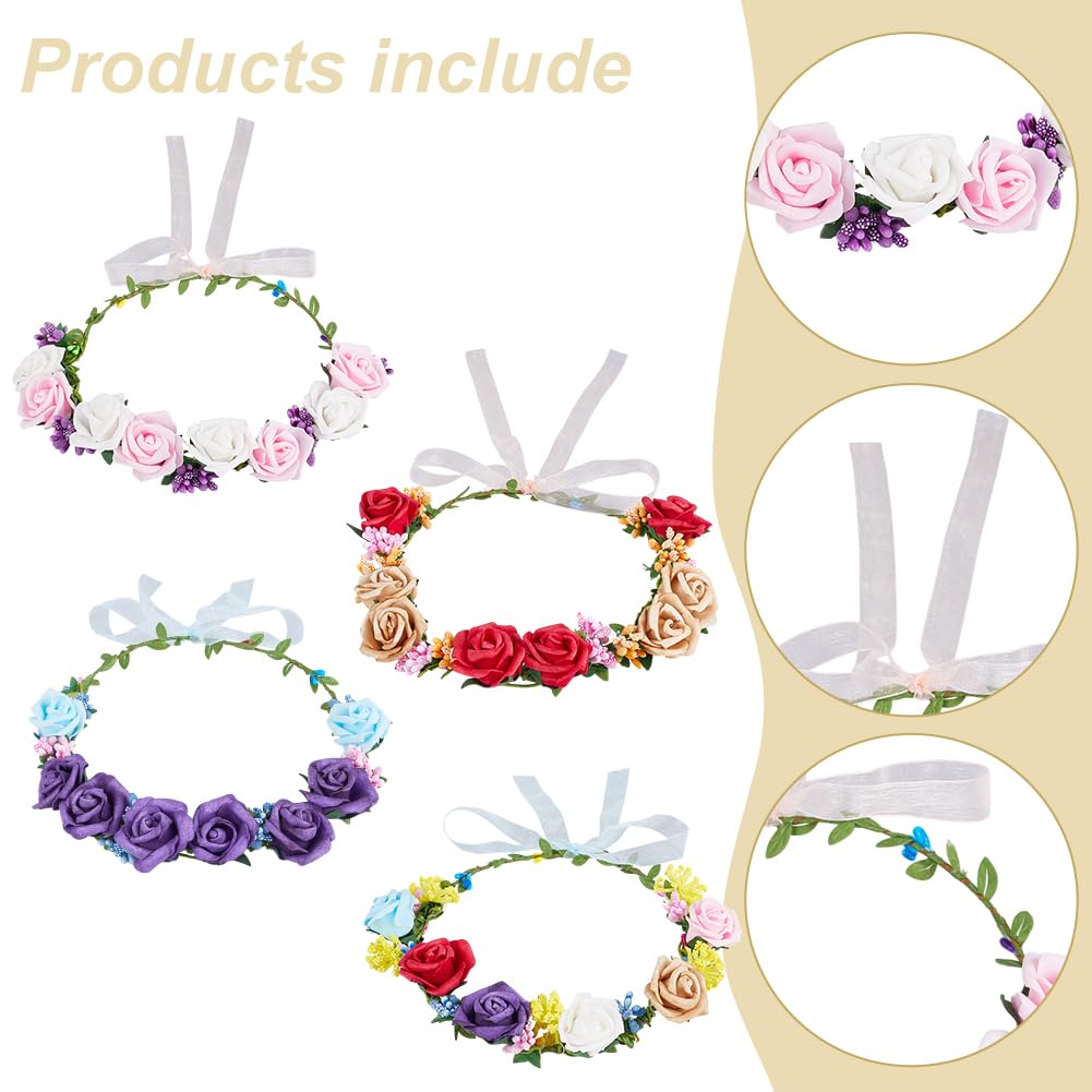 ORIGACH 20 Set DIY Flower Crown Kit Roses Flower Garland Making Kit Floral Crown Craft Supplies Handmade Floral Hair Accessories for Wedding Birthday Party DIY Arts and Crafts ORIGACH