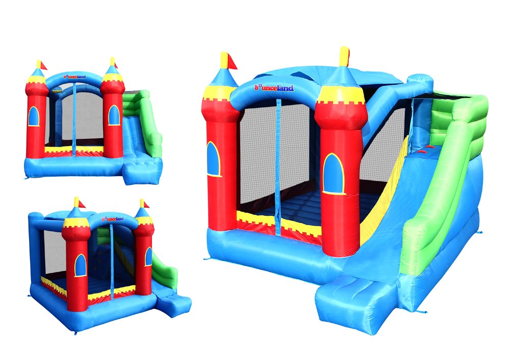 Bounceland Royal Palace Inflatable Bounce House, with Long Slide, Large Bouncing Area, Basketball Hoop and Sun Roof, 13 ft x 12 ft x 9 ft H, UL Strong Certified Blower, Castle Kids Party Theme Bounceland