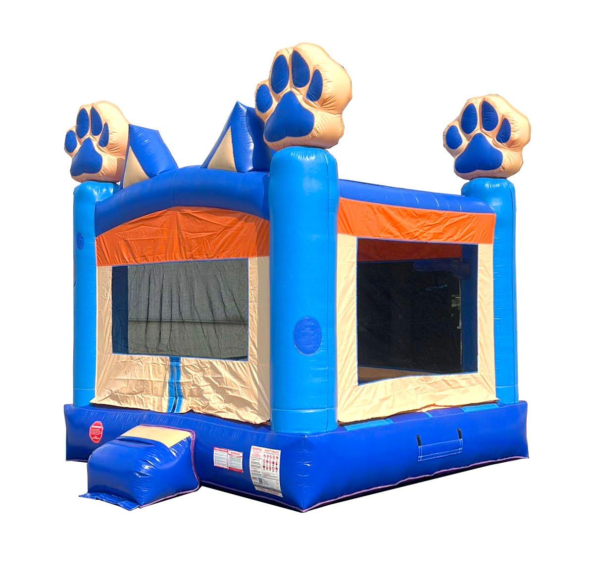 Crossover Inflatable Bounce House, Blue Puppy Dog, 13 x 12 x 14.5 Foot, Outdoor Playhouse for Kids Outdoor Commercial Bouncer Castle with Basketball Hoop, Blower, Stakes, & Storage Bag Pogo Bounce House