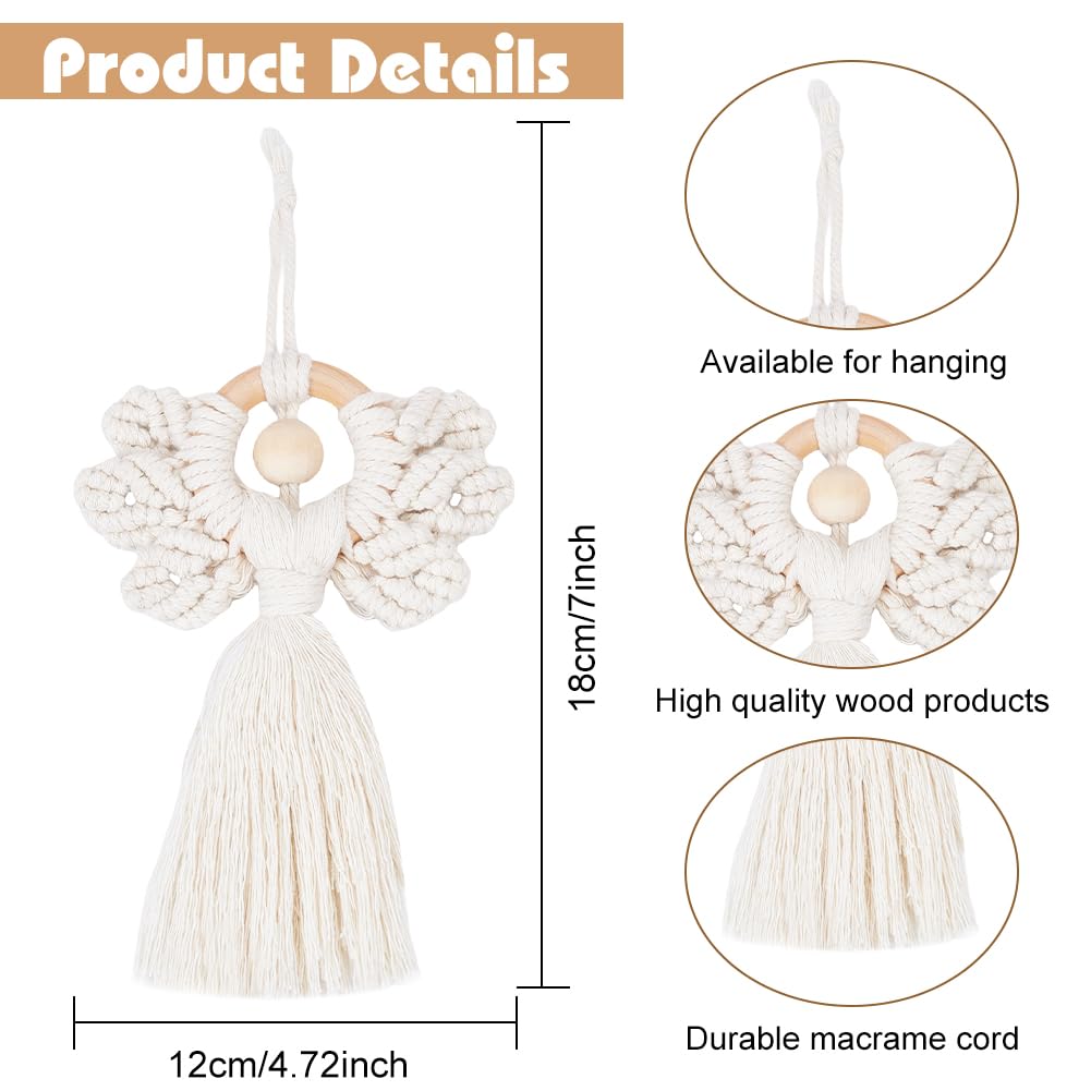 ORIGACH 3 Set DIY Angel Macrame Kit, Boho Wall Hanging Ornament for Beginners, Angel Wings Kit With Instruction Tutorial for Adults ORIGACH