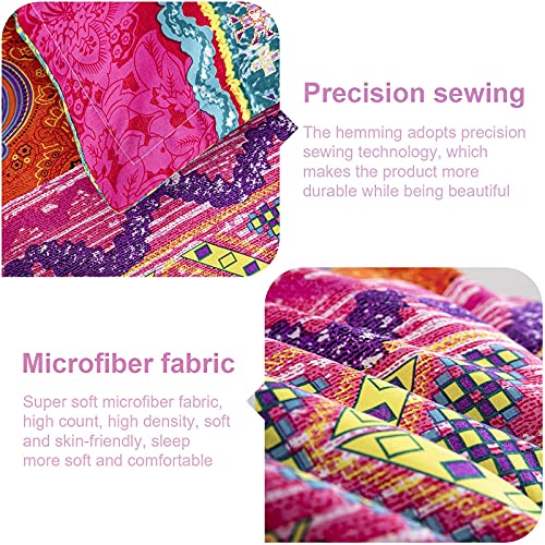 WONGS BEDDING Bohemian Comforter Set Queen, Ultra Soft Microfiber Reversible Boho Alternative Comforter Set - 3 Pieces (1 Solid Comforter + 2 Pillowcases), Bedding Duvet Set for Queen Bed WONGS BEDDING