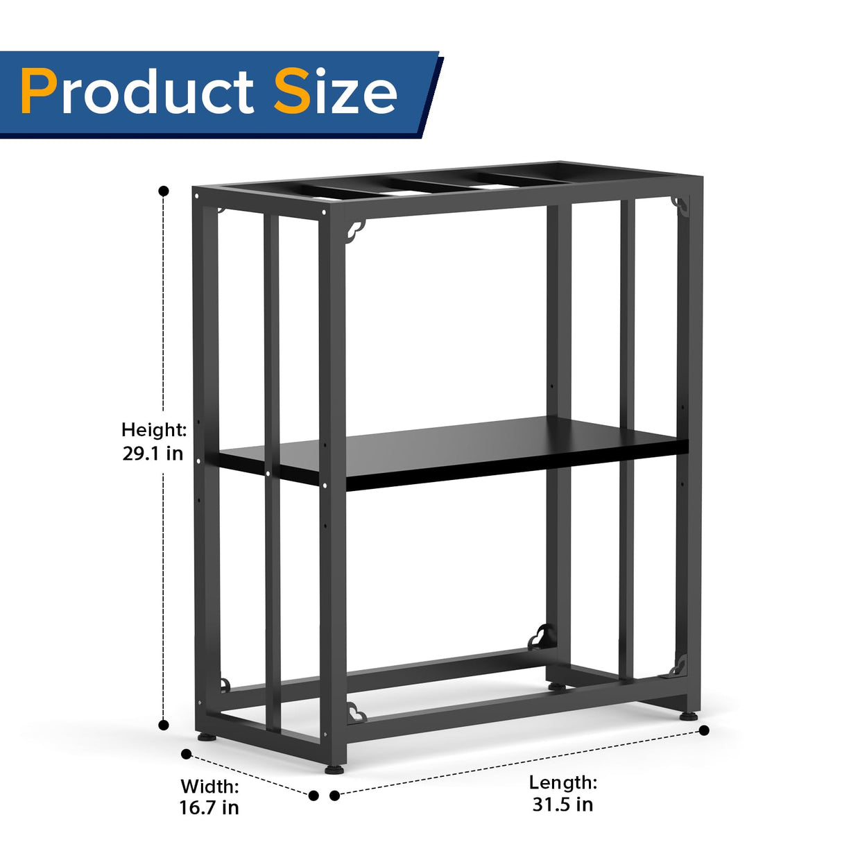 TOCRETOARE Fish Tank Stand 20-29 Gallon, Metal Aquarium Stand, 31.5" L x 16.7" W*29.1”H“ Double-Layer Storage Design, Suitable for Home and Office Use, 660LBS Capacity, Black (Tank not Included) TOCRETOARE