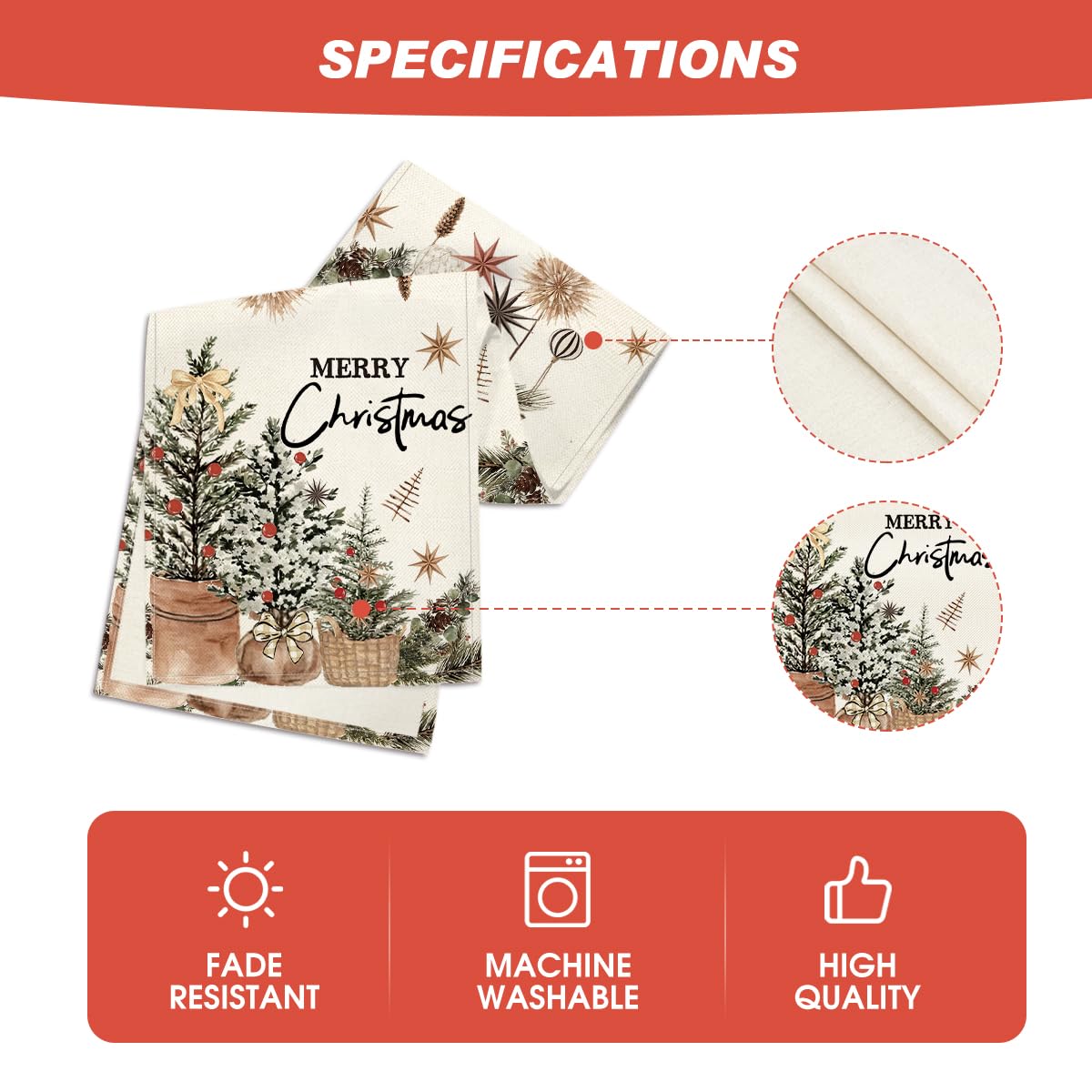 Artoid Mode Xmas Trees Holly Pine Cone Merry Christmas Table Runner, Seasonal Winter Kitchen Dining Table Decoration for Home Party Decor 13x72 Inch Artoid Mode