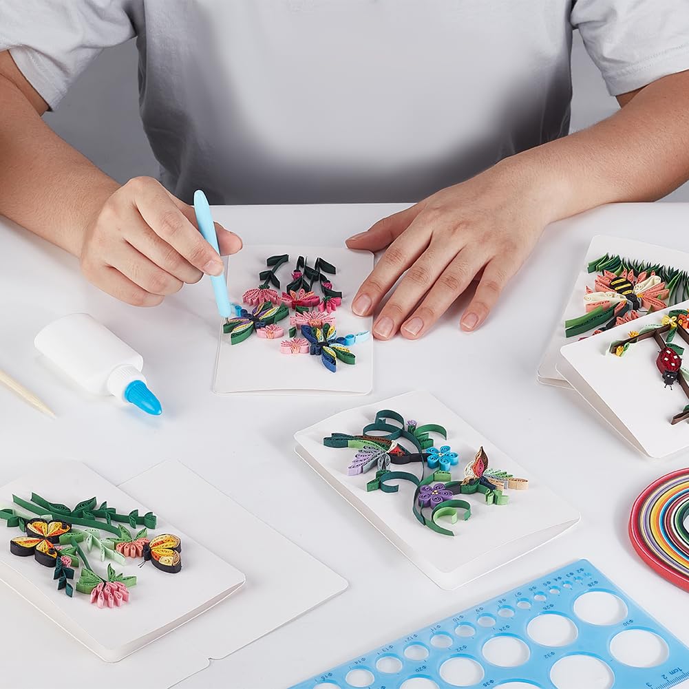 WEBEEDY 20 Sets Paper Quilling Kit for Adults Beginners,Spring Animal Flower Greeting Cards Making Kit with Instruction Tutorial,Handmade Bee Butterfly Dragonfly Quilling Card for Friends Families WEBEEDY