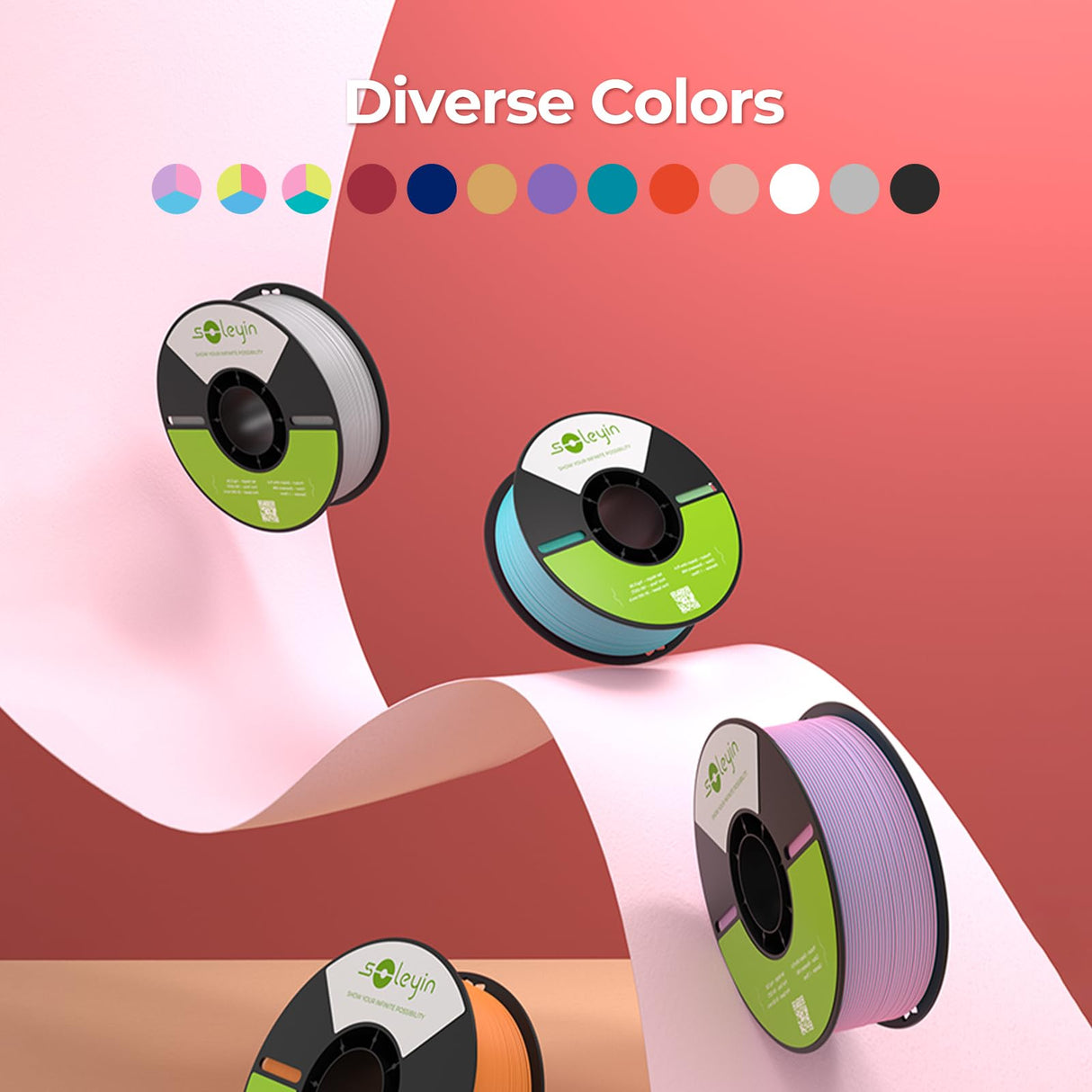 SOLEYIN Matte PLA Filament 1.75mm, 3D Printer Filament 30-300mm/s Printing Speed, Dimensional Accuracy +/- 0.02mm, 1kg Cardboard Spool(2.2lbs) Filament Fits for Most FDM 3D Printers(Moonstone) SOLEYIN