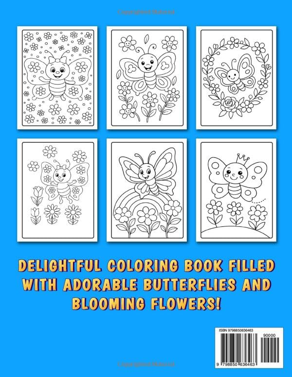 Butterflies and Flowers Coloring Book: Simple and Adorable Coloring Pages Featuring Various Beautiful Butterflies and Flowers for Kids, Ages 4-8. Majosta